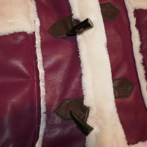 MENS 2XL Jordan Craig Denali Shearling Burgundy Fisherman PIMP FUR Coat Jacket - Picture 5 of 13